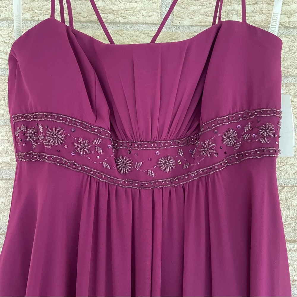 David’s Bridal Beaded Empire Maxi with Straps Bridesmaid Dress Sangria Size 4